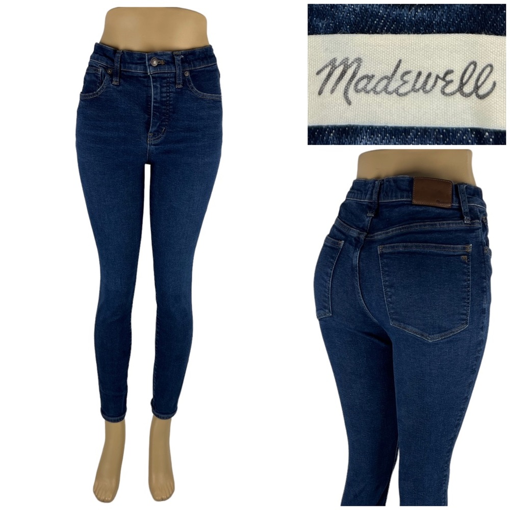 Madewell Womens 28 X 28 Jeans 9” Mid Rise Skinny Cotton Blend Blue Stretch